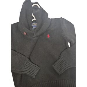 Polo Ralph Lauren Shawl Pullover Button Cowl Neck Tolders Black Sweater Size 6